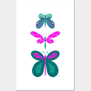 Butterflies Pink Turquoise Posters and Art